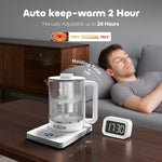 Load image into Gallery viewer, Electric Tea Kettle with Infuser, 1.5L Glass Water Boiler with Temperature Control, 24H Keep Warm &amp; Auto Shut-Off, White