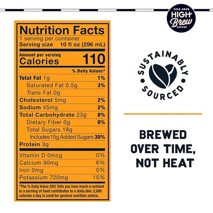 High Brew Coffee | Nitro Cold Brew | Sugar-Free and Dairy-Free, 200mg Natural Caffeine, Smooth Low-Acid Coffee Infused with Nitrogen, Ready-to-Drink | 10 oz Can (Caramel)