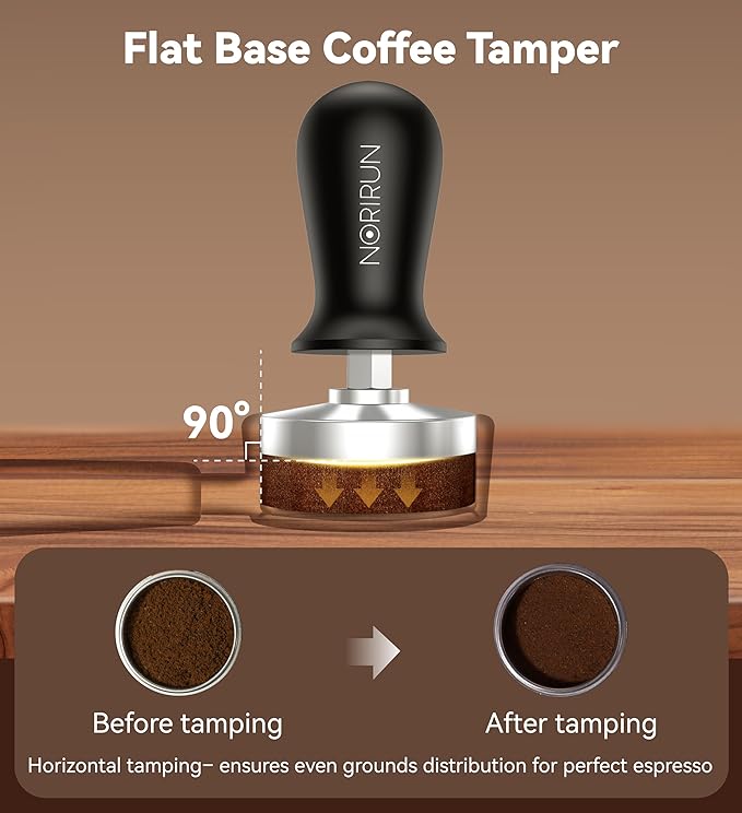 58mm Espresso Tamper with Auto-Return Spring Coffee Accessory,Level Press Anti-Tilt Design,304 Stainless Steel Base,Easy Clean,Professional Ergonomic Handle