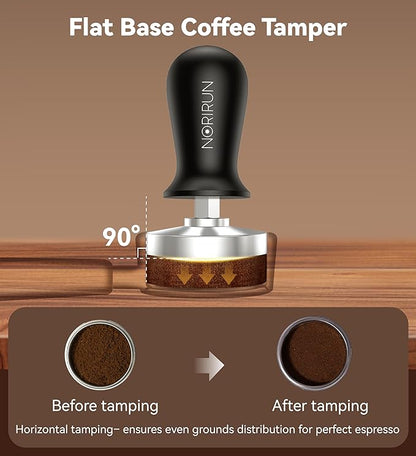 58mm Espresso Tamper with Auto-Return Spring Coffee Accessory,Level Press Anti-Tilt Design,304 Stainless Steel Base,Easy Clean,Professional Ergonomic Handle