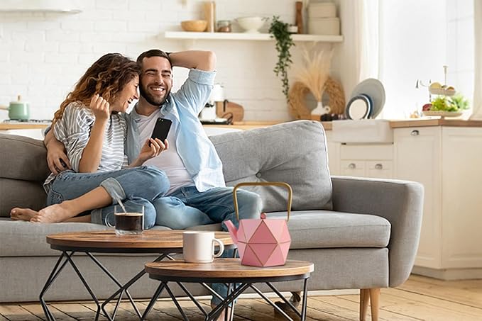 Toptier Cast Iron Teapot, Stovetop Safe Japanese Cast Iron Tea Kettle, Diamond Design Tea Pot with Removable Infuser for Loose Tea, 30 Ounce (900 ml), Pink