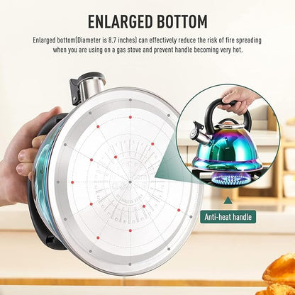 Tea Kettle, Kettle 3.7QT, Tea Pot Whistling 316 Stainless Steel, Tea Kettle Stovetop with Cool Folding Handle, Kettle Teapot Rainbow Induction for Boiling Water, Mirror Finish