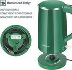 Load image into Gallery viewer, 1.7L Electric Kettle Quiet, Double Wall Hot Water Boiler BPA-Free, Quiet Boil and Cool Touch Tea Kettle, Cordless with Auto Shut-Off &amp; Boil Dry Protection, 1500W Fast Boiling, dark green