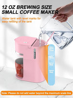 Load image into Gallery viewer, Single Serve Coffee Maker for K-Cup and Ground Coffee, Fast Brew, 6-12 oz Brew Sizes One Cup Coffee Machine Fits 5.5" Mugs, One-Button Small Coffee Maker with Descaling Reminder,Pink