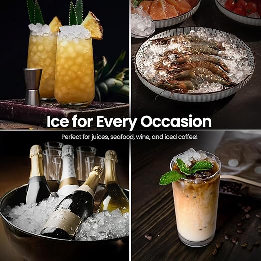 Kismile Nugget Ice Makers Countertop,Portable Ice Machine with Crushed Ice, 35lbs/Day,Self-Cleaning,One-Click Operation for Home Use(Black)