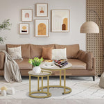 Load image into Gallery viewer, aboxoo Gold Nesting Coffee Table Set of 2, Small Glass Round Nesting Tables for Living Room Bedroom, Accent Tea Table with Metal Frame Modern Industrial Simple