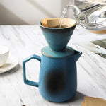 Load image into Gallery viewer, Pour Over Coffee Maker, Blue Ceramic Coffee Dripper 20oz/620ml, with 50 pcs V60 Paper Filter, Drip Coffee Brewer for Home &amp; Café Enthusiasts, Vintage-Style