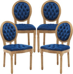 Load image into Gallery viewer, French Country Dining Chairs Set of 4, Vintage Wooden Dining Chairs with Fabric Upholstered Tufted Seat,Solid Wood Legs&amp;Frame, Farmhouse Kitchen&amp;Living Room Chairs(Blue,4 Pcs)
