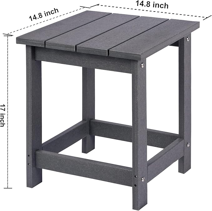 LZRS Adirondack Square Outdoor Side Table for Patio, Pool Composite Patio Table,HDPE End Tables for Backyard,Pool, Indoor Companion, Easy Maintenance & Weather Resistant(Grey)