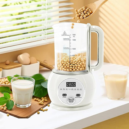10 in 1 Nut Milk Maker Hot Blender,51oz Homemade Soy, Almond,Oat,Plant Based,Baby Food Maker 20 Blades,Automatic Soybean Machine with 24H Delay Start/Keep Warm8H/Boil Water&Auto Clean