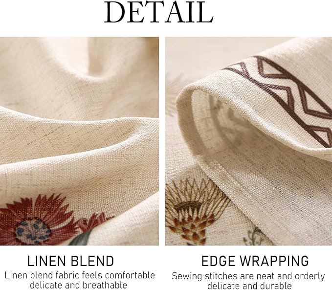 Designer Off White Linen Extra Long Rectangle Tablecloth,Floral Elegant Table Cloth,Stain Resistant Vintage Decor Tablecloths for Dining Thanksgiving Kitchen Party,67"*118"-Serenity G