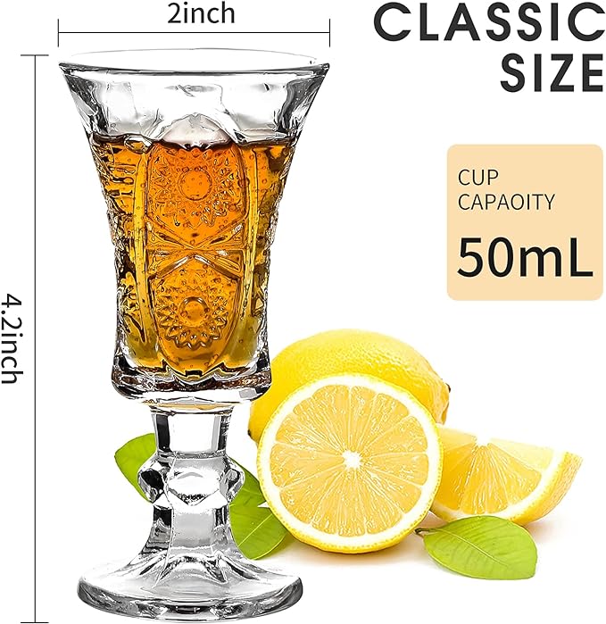 Round 1.3-Oz Shot Glasses, Lead-Free Glass, Clear Heavy Base Shot Glass (Set of 24)