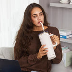 Load image into Gallery viewer, 30 oz Tumbler with Handle, Tumbler with Lid and Straw, Double Wall Vacuum Insulated Travel Mug Stainless Steel Tumbler for Hot and Cold, Cupholder Friendly (Almond Birch)