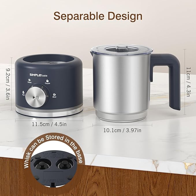 SIMPLETASTE Milk Frother, 4 in 1 Electric Milk Steamer, 16.91oz/500ml Automatic Warm and Cold Foam Frother for Coffee, Latte, Macchiato, Cappuccino, Hot Chocolate