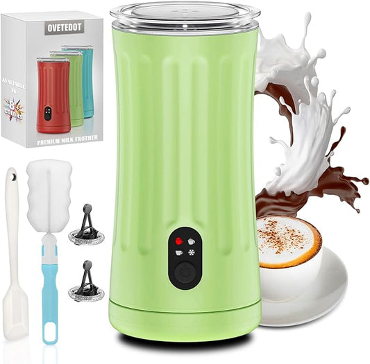 Milk Frother, 4-in-1 Electric Milk Frother and Steamer, Automatic Hot and Cold Foam Maker and Milk Warmer for Coffee, Latte, Cappuccino, Macchiato, Hot Chocolate(Lime Green)