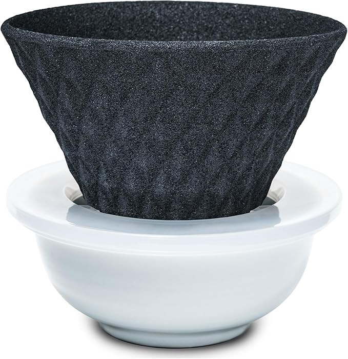 Ceramic Reusable Coffee Filter Pour Over Dripper Paperless Sustinable ekubo 1-4 Cup Made in Japan (Black)