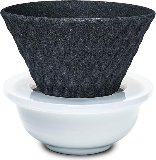 Ceramic Reusable Coffee Filter Pour Over Dripper Paperless Sustinable ekubo 1-4 Cup Made in Japan (Black)