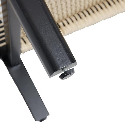 Kmax Coffee Table with Storage, Black Coffee Table Farmhouse Living Room Tables Rectangular Center Table with Rope Woven/Rattan Storage Shelf for Living Room Reception