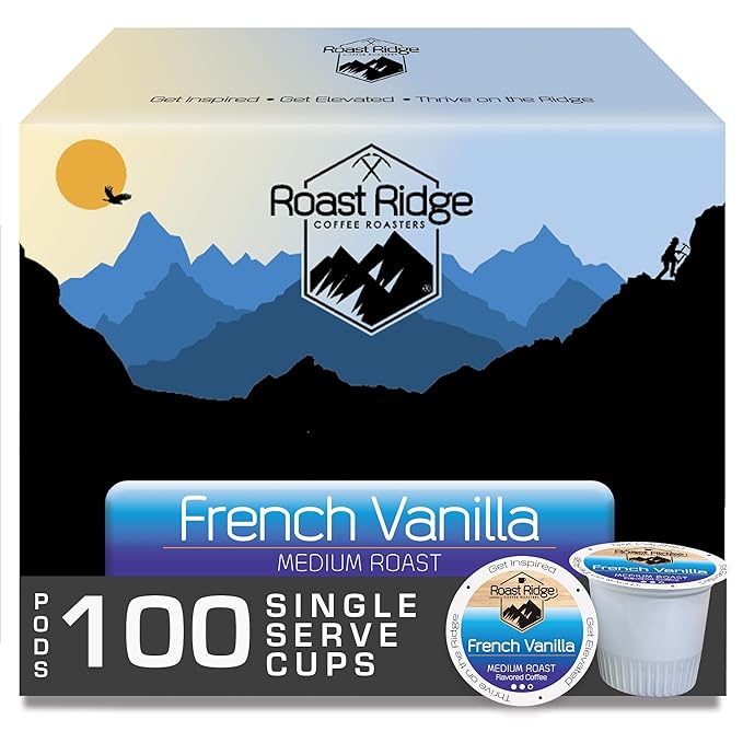 Roast Ridge Single Serve Coffee Pods for Keurig K-Cup Brewers, French Vanilla Blend, Medium Roast, 100 Count