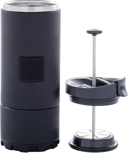 OVRLNDR Travel Coffee French Press, 24 fl.oz Capacity, Double Wall Vacuum Insulated, Easy To Clean Removable Bottom, No Spill Lid, On The Go Coffee Brewing (Obsidian)