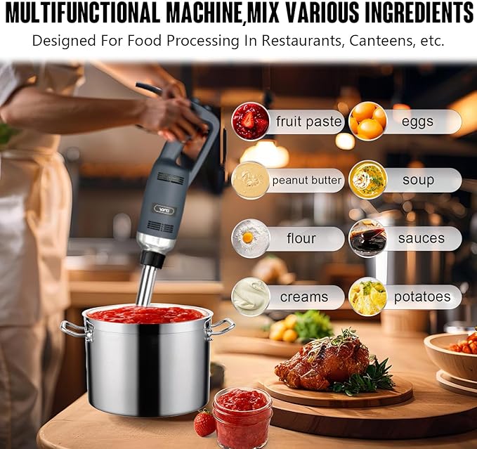 VONCI 500W Commercial Immersion Blender Handheld, 20" 304 Removable Shaft, Heavy Duty Stick Blender with Variable Speed 6000-20000RPM, Long Hand Mixer for Professional Kitchen Use.