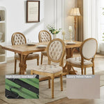 Load image into Gallery viewer, French Country Dining Chairs Set of 4, Beige Velvet Upholstered Dining Chairs, Tufted Back, Solid Wood Legs, Farmhouse Kitchen &amp; Dining Room Chairs, Sillas De Comedor (Beige, 4Pcs)