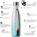 Load image into Gallery viewer, BJPKPK Insulated Water Bottles 17oz Stainless Steel Sports Water Bottles Keep Cold for 24 Hours and Hot for 12 Hours,BPA Free,Glitter Silver Blue