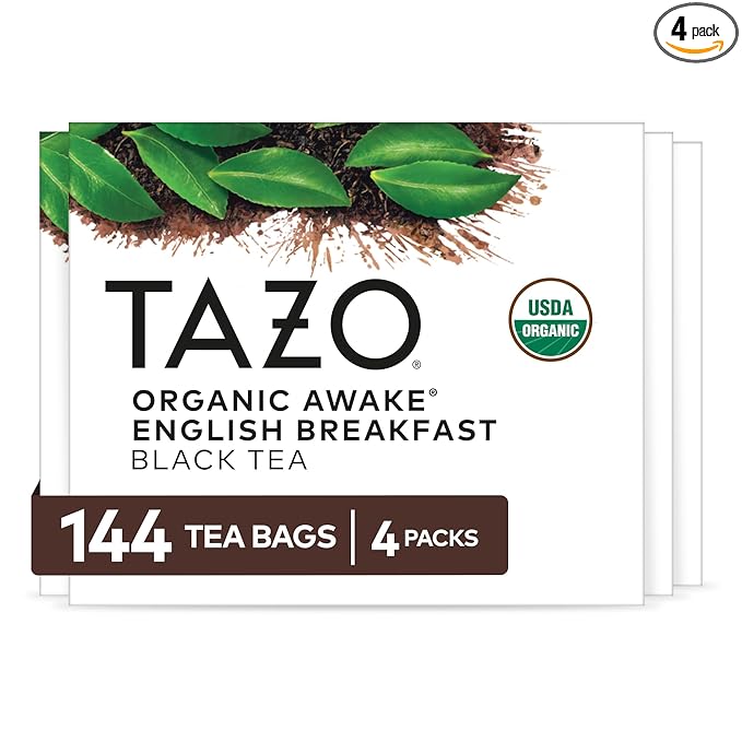 TAZO Organic Awake English Breakfast Black Tea Bags, 144 Total Tea Bags (36ct - Pack of 4)
