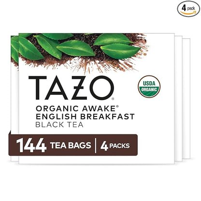 TAZO Organic Awake English Breakfast Black Tea Bags, 144 Total Tea Bags (36ct - Pack of 4)
