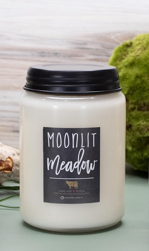 Milkhouse Candle Company, Moonlit Meadow, Farmhouse Collection, Scented Soy Candle, Mason Jar Candle, 26 Ounce
