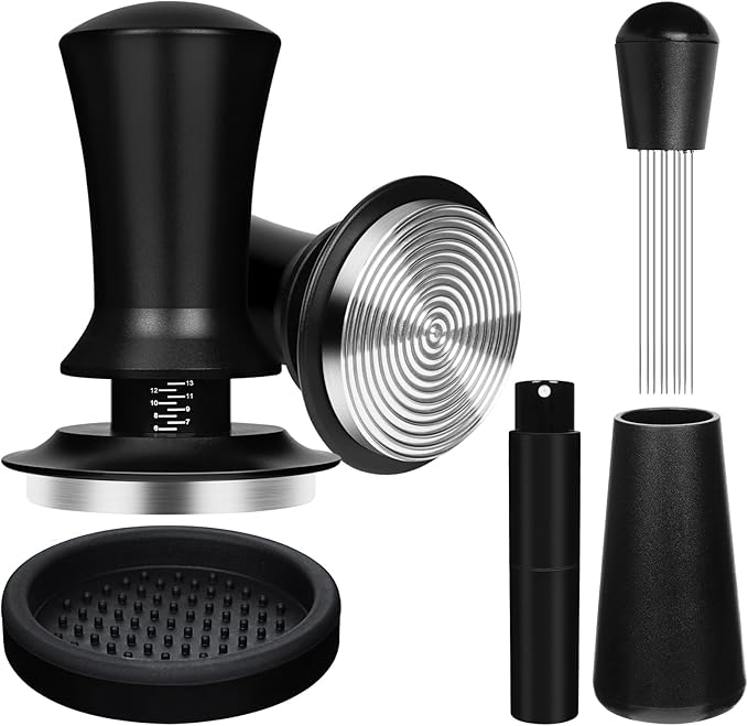 Y-Step 51mm Espresso Tamper Set with 30lb Calibrated Spring Loaded, Espresso Accessories Kit with Coffee Tamper Tool, Coffee Stirrer, Tamper Mat, Spray Bottle, Barista Hand Tamper for Espresso Machine