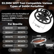 IKAPE Espresso Coffee V3 WDT Tool, 54mm Stirrer Distribution Tool, Equipped with 9-needle Stirrer, Adjustable Needle Height, Coffee Stirrer with Dosing Funnel & Stand