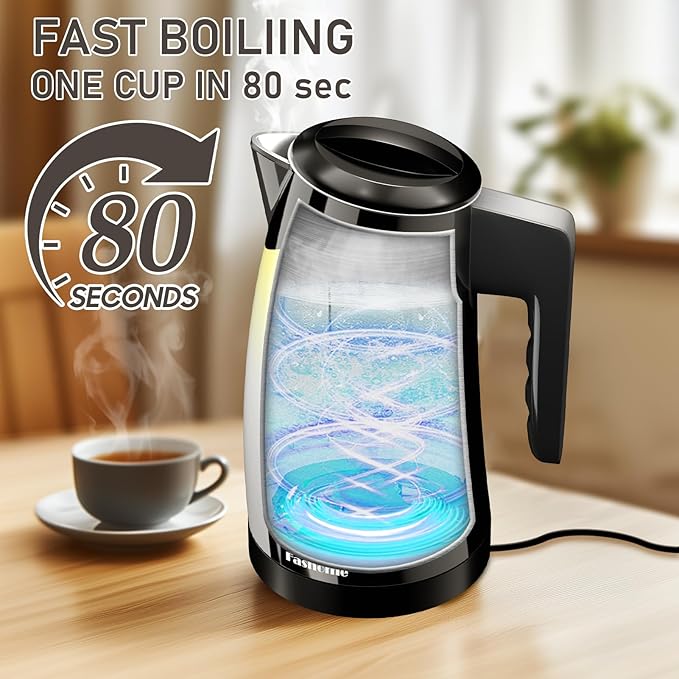 Electric Kettle Temperature Control, 5 Temp Presets, 2H Keep Warm, Double Wall Stainless Steel, 1.25L Cool-Touch Design with Auto Shut-Off, Cordless Water Boiler Heater, 360° Rotating Base, (Black)
