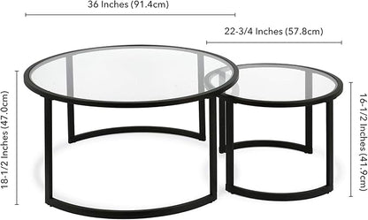 Mitera Round Nested Coffee Table in Blackened Bronze