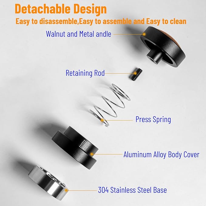 Espresso Tamper for 51mm Coffee Tamper with Spring Loaded Tamper,WDT Tool with Clear Memory Scale,Stainless Steel Tamper for Espresso Machine Accessories,for Home,Office & Coffee Bar