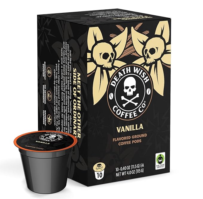 Death Wish Coffee, Single Serve Coffee Pods - Vanilla Pods (10 Count)
