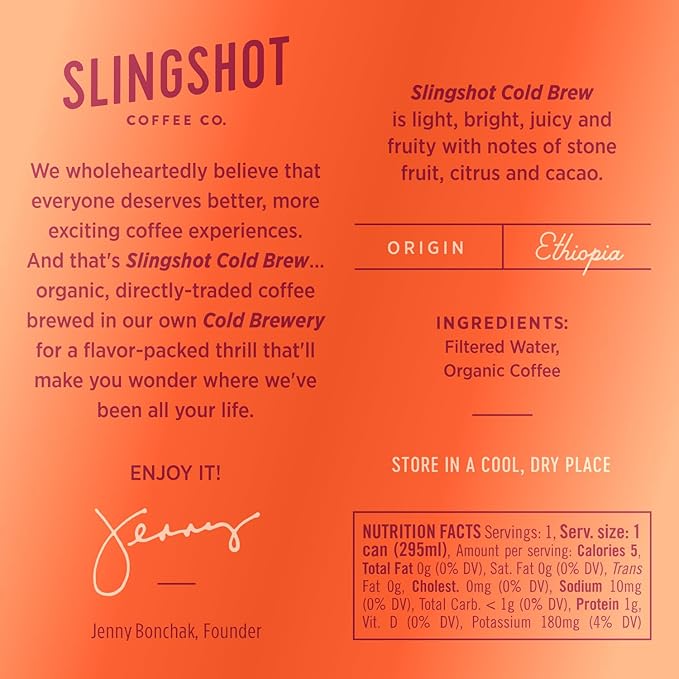 Organic Cold Brew Coffee, 12-Pack – Single Origin Ethiopian Unsweetened Black Coffee, Clean & Bright Flavor, 150 mg Natural Caffeine, Ready-to-Drink 10 oz Cans