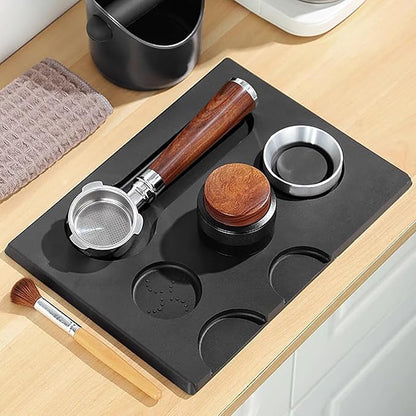 Espresso Tamping Mat, Large Tamping Mat with Corner Edge, Anti-Slip Espresso Silicone Mat For Baristas Tool Supplies, Coffee & Espresso Machine Parts & Accessories, Black 12.6 x 9.5 inch