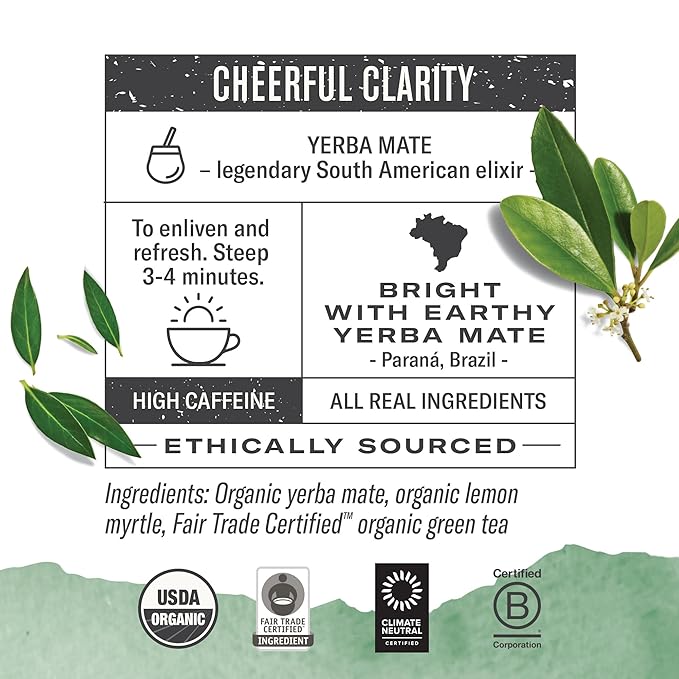 Numi Organic Tea Mate Lemon, 18 Count (Pack of 2) Box of Tea Bags, Yerba Mate Green Tea Blend (Packaging May Vary)