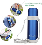 Load image into Gallery viewer, HoneyBee Hot Drinks Keeps Liquid Hot or Cold for Up to 24 Hours Thermos 41 Ounce Coffee Thermos 18/8 Stainless Steel Bpa-Free Insulated Flask，Flask for Hot Water (Blue)