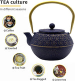 Load image into Gallery viewer, 33.8oz Small Cast Iron Tea Kettle for Stovetop, Japanese Tetsubin Tea Pot Coated with Enameled Interior, Durable Cast Iron Teapot with Stainless Steel Infuser for Loose Tea and Tea Bags(1000ml)