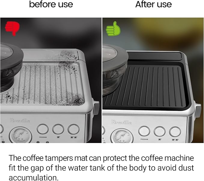 Tamping Mat for Breville 870/880, Espresso Tamper Mat, Food Grade Silicone Non-Slip, 11in x 9.25in, Waterproof Heat Resistant, Espresso Tamping Station for Espresso Machine Barista Accessories (Black)