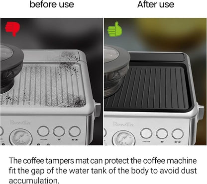 Tamping Mat for Breville 870/880, Espresso Tamper Mat, Food Grade Silicone Non-Slip, 11in x 9.25in, Waterproof Heat Resistant, Espresso Tamping Station for Espresso Machine Barista Accessories (Black)