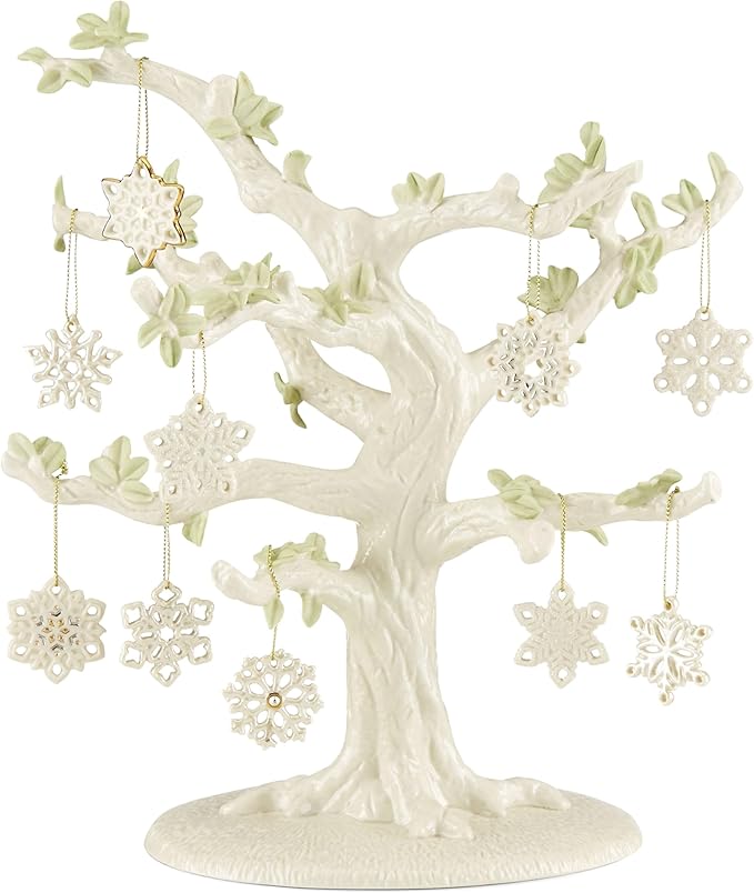 Lenox 890633 Snowflake 10-Piece Ornament & Tree Set, Display Stand