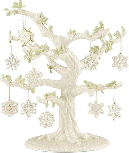 Lenox 890633 Snowflake 10-Piece Ornament & Tree Set, Display Stand