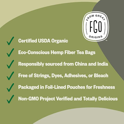 FGO Organic White Tea, 100 Count, Eco-Conscious Tea Bags, Resealable Bag, Packaging May Vary(Pack of 1)