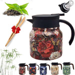 Load image into Gallery viewer, Infinite Tea Pot with Infuser, 316 Stainless Steel Infinite Vintage Floral Pattern Teapot Built-In Infuser, One-Handed Pour, Detachable Infinity Tea Pot Kettle for loose tea (Red plastic, 35Oz)