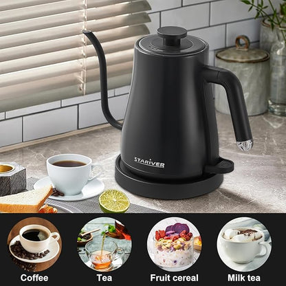 Stariver Electric Kettle Gooseneck Kettle, 1.2L Water Kettle, BPA-Free, Pour Over Tea Pot Stainless Steel for Coffee & Tea with Fast Heating, Auto-Shut Off and Boil-Dry Protection Tech, Dark Blue