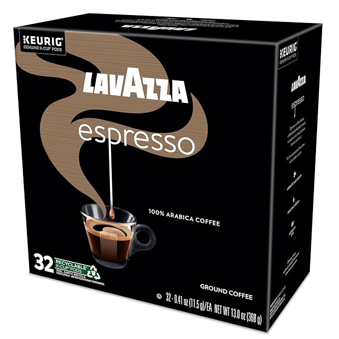 Lavazza Espresso, Single-Serve Keurig K-Cup Pods, Medium Roast Coffee, 32-Count Box