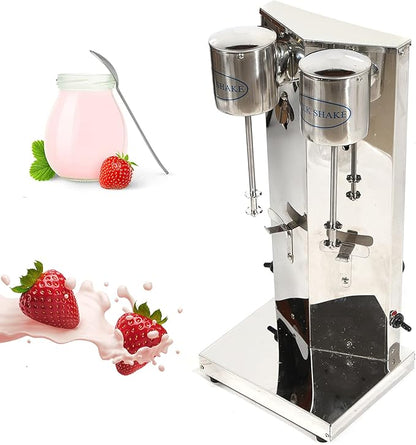 Commercial Stainless Steel Milk Shake Machine, Stainless Steel Electric Milkshake Maker, Double Head Drink Mixer 180W 110V 18000r/min (Double Head 18000r/min)